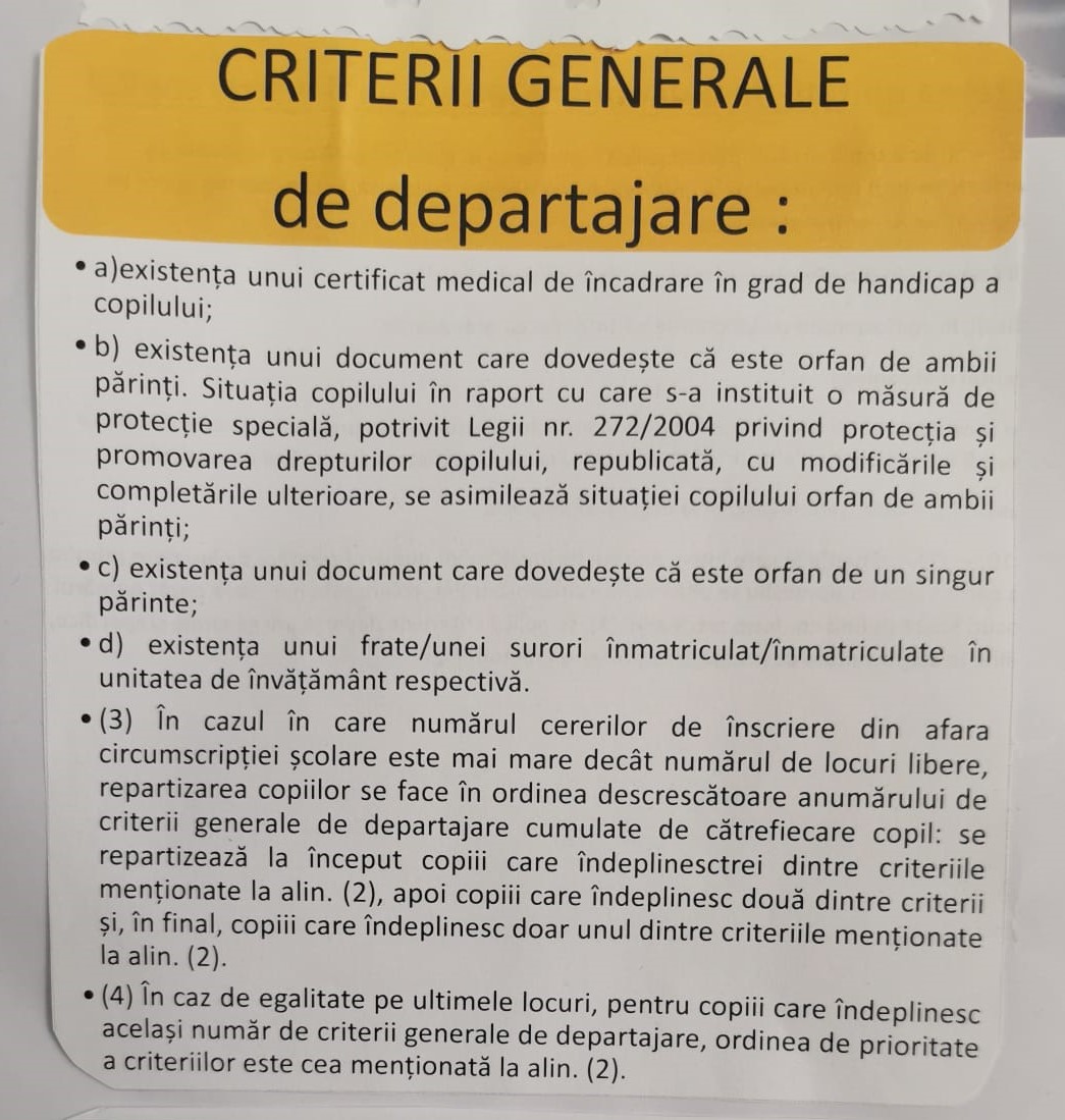 Criterii generale de departajare